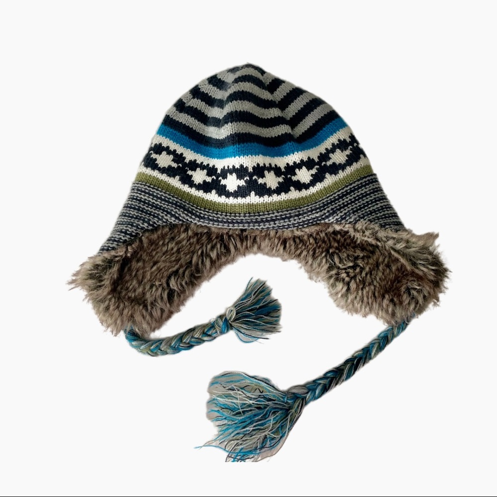 Youth Knit Winter Hat with Ear Flaps & Braided Tassels – One Size (GB7)